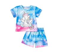 JiAmy Girls Tie-dye Clothing Sets Summer Girls Outfits Unicorn Short Sleeve Set Kids Fashion & Casual 2-Piece for 2-7 Years