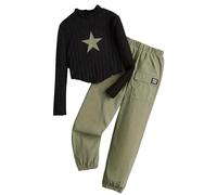 JiAmy Girls Tracksuit Sets Long Sleeve Pullover Sweatshirt with Cargo Pants Outfits Sets Lounge Clothing Set