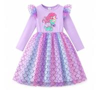 JiAmy Girls Tulle Dress Printed Flutter Short and Long Sleeves 2-3 Years