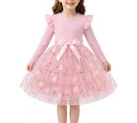 JiAmy Girls Tulle Dress Toddler Party Dresses for Pink 3-4 Years