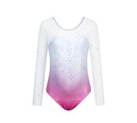 JiAmy Gymnastics Leotards for Girls, Long Sleeve Kids Gymnastics Athletic Outfit Sparkle Dancing Ballet Unitard for 3-12 Years