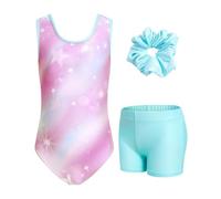 JiAmy Gymnastics Leotards for Girls, Sparkly Dance Ballet Unitards Tumbling Biketards Outfit with Shorts 11-12 Years