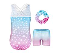JiAmy Gymnastikanzug Mädchen, Kinder Glitzer Gymnastik Turnanzug Leotard mit Strasssteine Set für 3-12 Jahre