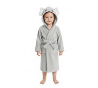 JiAmy Kids Cotton Dressing Gown Animal Hood Towelling Bathrobe with Adjustable Belt & Pockets for Boys Girls 1-8 Years