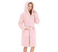 JiAmy Kids Dressing Gown Soft Fleece Hooded Bathrobe 7-9 Years Pink