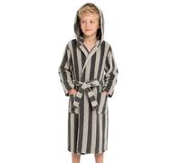 JiAmy Kids Dressing Gown Striped Soft Fleece Bathrobe 4-6 Years Grey