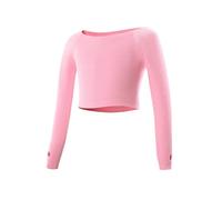 JiAmy Kids Girls Dance Wrap Top Knitwear Ballet Sweaters Long Sleeve Thermal Knitted Gymnastics Pullover Athletic Costume 5-6 Years Pink