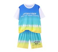 JiAmy Kids Sports Outfit Set Breathable Athletic Clothes for Boys & Girls Active Play Running Training Green 6-7 Years