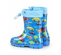 JiAmy Kids Wellies Anti-Slip Adjustable Drawstring Cuffs Size 9 to 2 | Lightweight Boys Girls Rain Boots, Keeps Mud Out, Anti-slip Sole, Breathable Insole Included