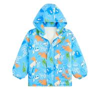 JiAmy Kids'Windproof Jacket with Cute Prints, Children Hooded Coat with Fleece Lined Outdoor Windbreaker Long Sleeve Zipper Coat for Autumn and Early Winter 9-10 Years