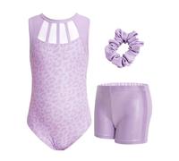 JiAmy Mädchen Gymnastikanzug, Glitzernde Mädchen Turnanzug Gymnastik Outfit Einzigartiges Design Armellos Gymnastikanzug 5-6 Jahre