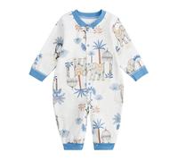 JiAmy Newborn Baby Boy Girls Rompers Clothes Set, Cotton One Piece Jumpsuit Long Sleeve Outfits Blue Elephant 0-3 Months