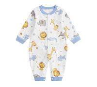 JiAmy Newborn Baby Boy Girls Rompers Clothes Set, Cotton One Piece Jumpsuit Long Sleeve Outfits Blue Lion 9-12 Months