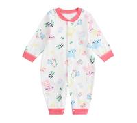 JiAmy Newborn Baby Boy Girls Rompers Clothes Set, Cotton One Piece Jumpsuit Long Sleeve Outfits Pink 9-12 Months