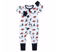 JiAmy Toddler Baby Sleepsuits for Boys Girls, Full Zipper Onesie Romper Sleepwear Footless with Fold Over Cuffs on Hands and Feet White 9-12 Months