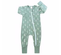 JiAmy Toddler Baby Sleepsuits for Boys Girls, Full Zipper Onesie Romper Sleepwear Footless with Fold Over Cuffs on Hands and Feet Green 3-6 Months