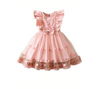 JiAmy Toddler Girls Butterfly Tulle Dress Ruffle 9-12M, Pink