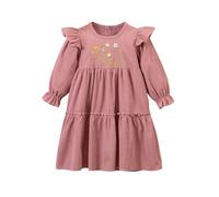 JiAmy Toddler Girls' Casual Dresses Ribbed Embroidered Flowers Ruffles Tiered Kids Winter Fall Long Sleeve High Waist A-line Dress for Little Girl 5-6 Years, Pink