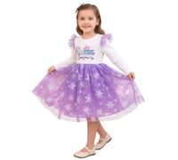 JiAmy Toddler Girls Christmas Dresses Long Sleeve Kids Party Fall Dresses Round Neck Ribbed Knit Snow Flakes Printed Tulle Dress for Girl 2-3 Years