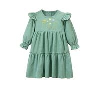 JiAmy Toddler Girls' Fall Dresses Long Sleeve Ribbed Embroidered Flowers Kids Ruffles Tiered Dress High Waist A-line Party Dress for Little Gir 3-4 Years, Green