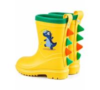 JiAmy Wellies for Kids, Toddler Welly Boots Dinosaur Boys Girls Rain Boots Non-Slip for Puddle Jumping School Rainy Days YellowSize 12