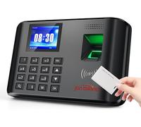 JIAN BOLAND A5 Clocking in Machine for Employees Small Business-Fingerprint, RFID and PIN Biometric Time Clock, Office Punch Clock, with 5 Badges (0 Monthly Fees)