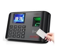 JIAN BOLAND A5 Time Clock-Time Clocks for Employees Small Business-Fingerprint, RFID and PIN Biometric Time Clock, Office Punch Clock, with 5 Badges-0 Monthly Fees