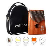 JIAN YA NA 17 Key Kalimba Mbira Pocket Thumb Piano Solid Wood with Case Musical Instrument Gift for Music Lovers Beginner Students (Cherry Blossoms)