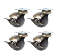 JIAN YA NA 4Pcs Ball Caster Wheel 360 Degree Rotating Antique Ball Shaped Brake Heavy Duty for Desk Chair Table Toy Furniture Legs (1.5inch(40mm)- with Brake)