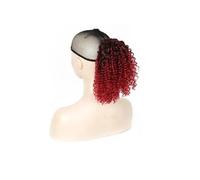 JIANBOHAIRS 10 Inch Drawstring Ponytail Afro Kinky Curly Pony tail Extension Synthetic Hair Pieces for Women Daily Wear(Wine red)