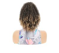 JIANBOHAIRS 10 Inch Short Kinky Curly Drawstring Ponytail Extension for Black Women,Synthetic Afro Puff Ponytails Bun with Clips Daily Wear(MW12-1BT27)