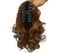 JIANBOHAIRS 10" Short Claw Clip in Ponytail Extensions Hair,Piece Natural Soft Synthetic Curly Wavy Pony Tail Hairs Pieces for Women Daily Wear(2-30)