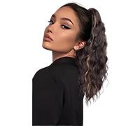 JIANBOHAIRS 14" Curly Wavy Pony Tail Claw Multi Layered Clip on Ponytail Extension, Fluffy Natural Looking Synthetic Hair Piece for Women Daily Wear(Light Brown with Blonde)