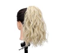 JIANBOHAIRS 14" Highlight Ponytail Extension, Short Claw Clip on Ponytails,Wavy Curly Hair Extensions Synthetic Hairpiece Daily Wear(24M613)