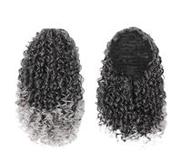 JIANBOHAIRS 14 Inch Curly Drawstring Ponytail Extension for Black Women,Fake Ponytails Synthetic Clip in Pony Tails Hair Extensions Daily Wear(T1B-Gray)