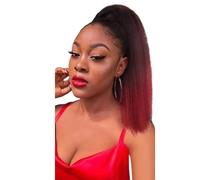 JIANBOHAIRS 14 Inch Yaki Straight Drawstring Ponytail For Black Women,Synthetic Thick Kinky Pony Tail Short Length Ponytails Extension For Daily Use Daily Wear(P0041-1BTBUG)