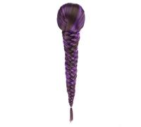 JIANBOHAIRS 15 Inch Braid Ponytail Extensions Women, Hairpieces Synthetic Curly Drawstring Ponytails Clip in Fake Hair Daily Wear(Purple Mix Brown)