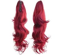 JIANBOHAIRS 16 Inch Soft Wavy Pony Tails Hair Extensions, Claw Clip Ponytail Extension, Natural Short Hair Synthetic Hair Pieces for Women Daily Wear(Longer-39)