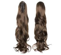 JIANBOHAIRS 16 Inch Soft Wavy Pony Tails Hair Extensions, Claw Clip Ponytail Extension, Natural Short Hair Synthetic Hair Pieces for Women Daily Wear(Longer-6A)