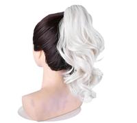 JIANBOHAIRS 16 Inch Soft Wavy Pony Tails Hair Extensions, Claw Clip Ponytail Extension, Natural Short Hair Synthetic Hair Pieces for Women Daily Wear(Short-60)