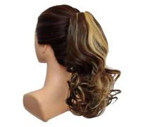 JIANBOHAIRS 16 Inch Soft Wavy Pony Tails Hair Extensions, Claw Clip Ponytail Extension, Natural Short Hair Synthetic Hair Pieces for Women Daily Wear(Short-8H22)