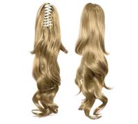 JIANBOHAIRS 16 Inch Soft Wavy Pony Tails Hair Extensions, Claw Clip Ponytail Extension, Natural Short Hair Synthetic Hair Pieces for Women Daily Wear(Longer-27B)