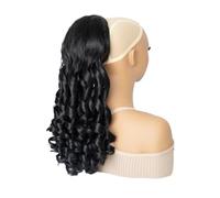 JIANBOHAIRS 18 inch Curly Drawstring Ponytails for Women,Natural Black Short Ponytail Extension Synthetic Hairpiece for Daily Party Daily Wear