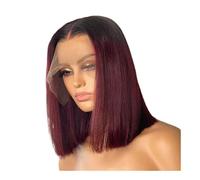 JIANBOHAIRS 1B/99J Burgundy Straight Bob Wig Human Hair 180 Density 4x4 HD Lace Short Frontal Bob Wigs For Women for Thinning Hair(8inch)