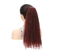 JIANBOHAIRS 20 Inch Drawstring Ponytail Extension For Black Women, Curly Synthetic Mixed With Human Hair Hairpieces, Afro Kinky Pony Tail For Daily Use Daily Wear(#350)