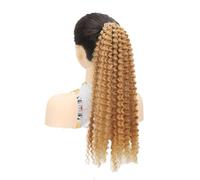 JIANBOHAIRS 20 Inch Drawstring Ponytail Extension For Black Women, Curly Synthetic Mixed With Human Hair Hairpieces, Afro Kinky Pony Tail For Daily Use Daily Wear(27)
