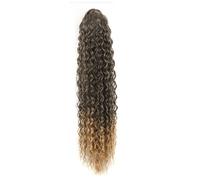 JIANBOHAIRS 24 Inch Curly Ponytail Extensions,Synthetic Deep Wave Drawstring For Black Women,Human With Clip In Thick Ponytail Hair Hairpiece Daily Wear(1BT27)