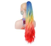 JIANBOHAIRS 24 Inch Long Wave Curly Pony Tail Hair Extensions for Women,Fluffy Natural Looking Synthetic Hairpiece for Daily Use Daily Wear(JCOS09-E9)