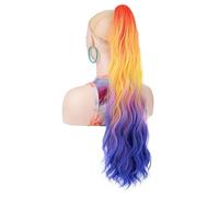 JIANBOHAIRS 24 Inch Long Wave Curly Pony Tail Hair Extensions for Women,Fluffy Natural Looking Synthetic Hairpiece for Daily Use Daily Wear(JCOS09-E2)