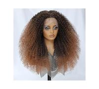 JIANBOHAIRS 24 Inch Synthetic Wigs Afro Kinky Curly Female Black Lace Front Wigs for Woman 250 Density for Thinning Hair(1B-30)